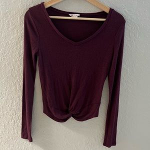 Aeropostale women’s Maroon long sleeve crop top
